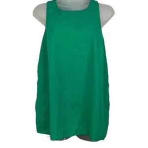 BANANA REPUBLIC WOMEN'S GREEN SLEEVELESS LINED BLOUSE WITH SIDE-SLITS SMALL